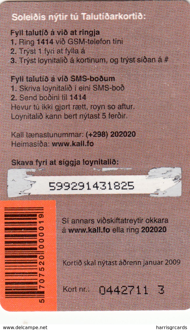 FAROE ISLANDS - Kall Frælsi , 50 Kr,  Teletid, Expire Date 01/2009 , Used - Färöer I.