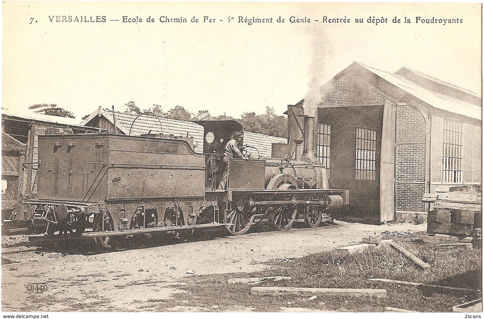 78 - VERSAILLES - École Chemin De Fer - 5° Régiment De Génie, Rentrée Au Dépôt De La Foudroyante (locomotive, Train) ELD - Versailles