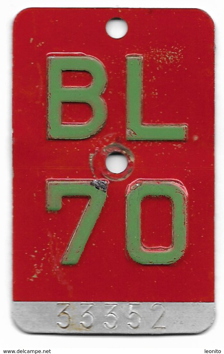 Velonummer Basel-Land BL 70 - Kennzeichen & Nummernschilder