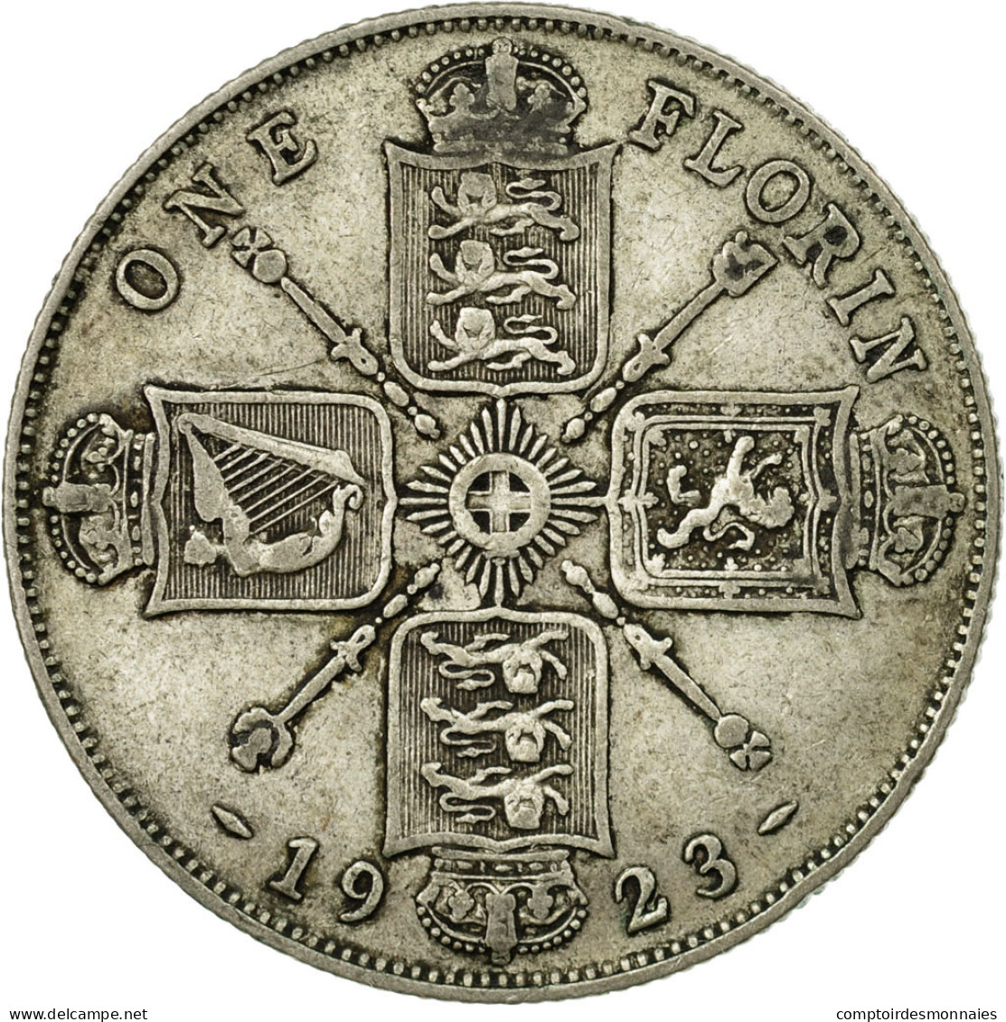 Monnaie, Grande-Bretagne, George V, Florin, Two Shillings, 1923, TB+, Argent - J. 1 Florin / 2 Schillings