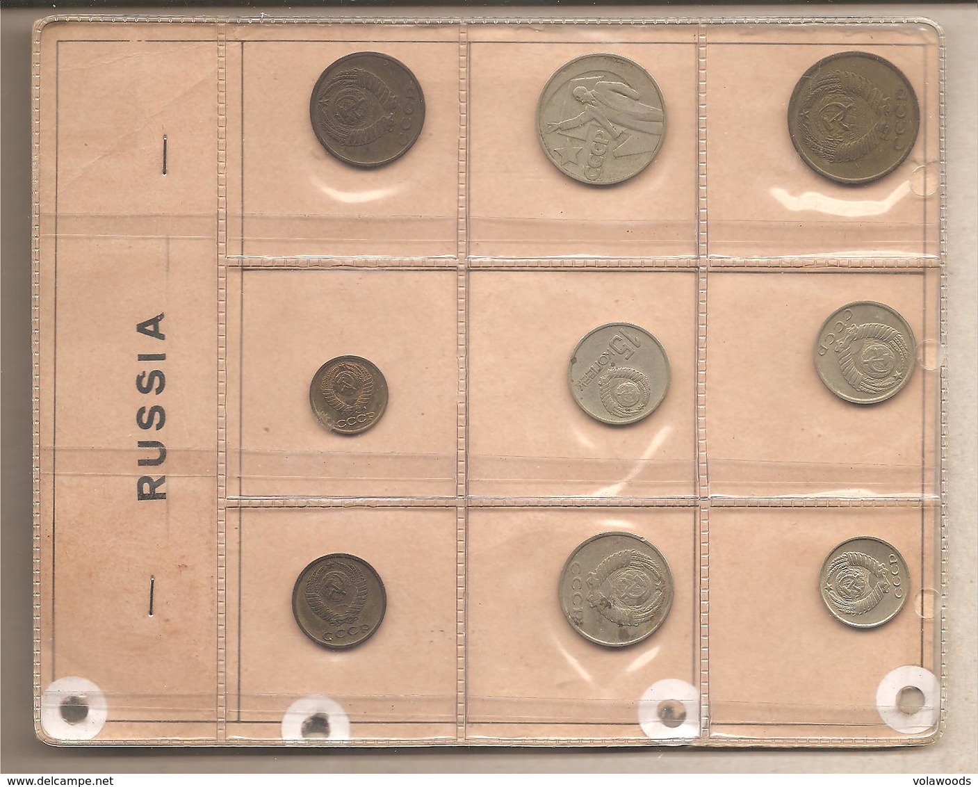 URSS - Vecchio Souvenir Sheet Con 9 Monete Differenti - Russia