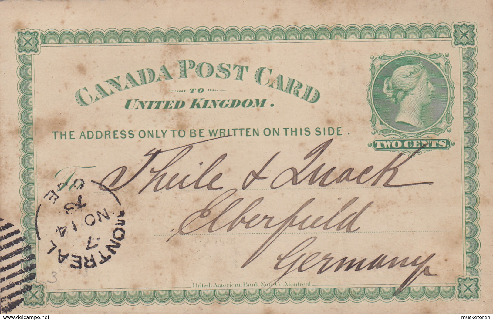 Canada Postal Stationery Ganzsache Entier 2c. Victoria PRIVATE Print SUPERIOR COURT, Henry Mulholland MONTREAL 1878 - 1860-1899 Règne De Victoria
