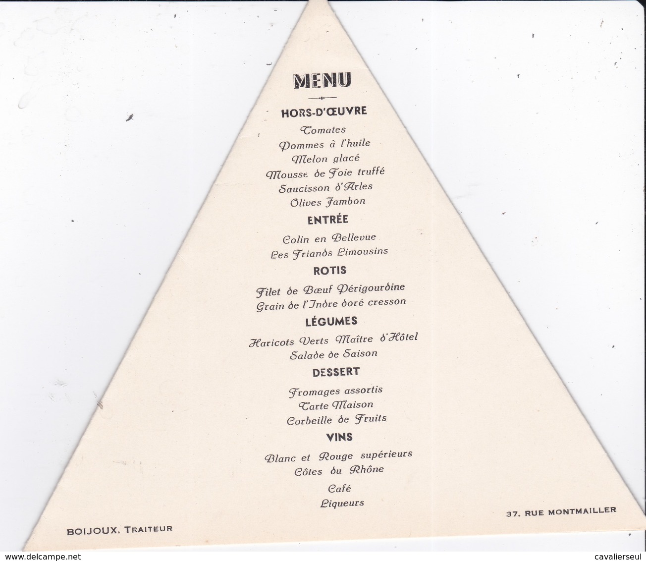 MENU - LES DISCIPLES De SADI CARNOT - LIMOGES (FRANCS MACONS - Menus