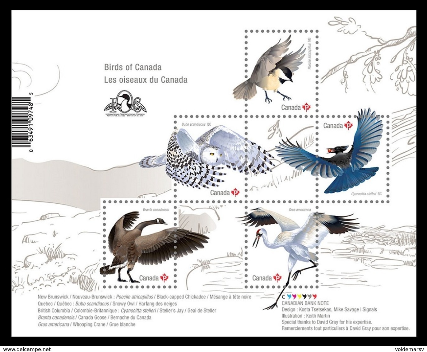 Canada 2018 Mih. 3652/56 (Bl.279I) Fauna. Birds Of Canada (with Overprint Ornithological Congress In Vancouver) MNH ** - Nuevos