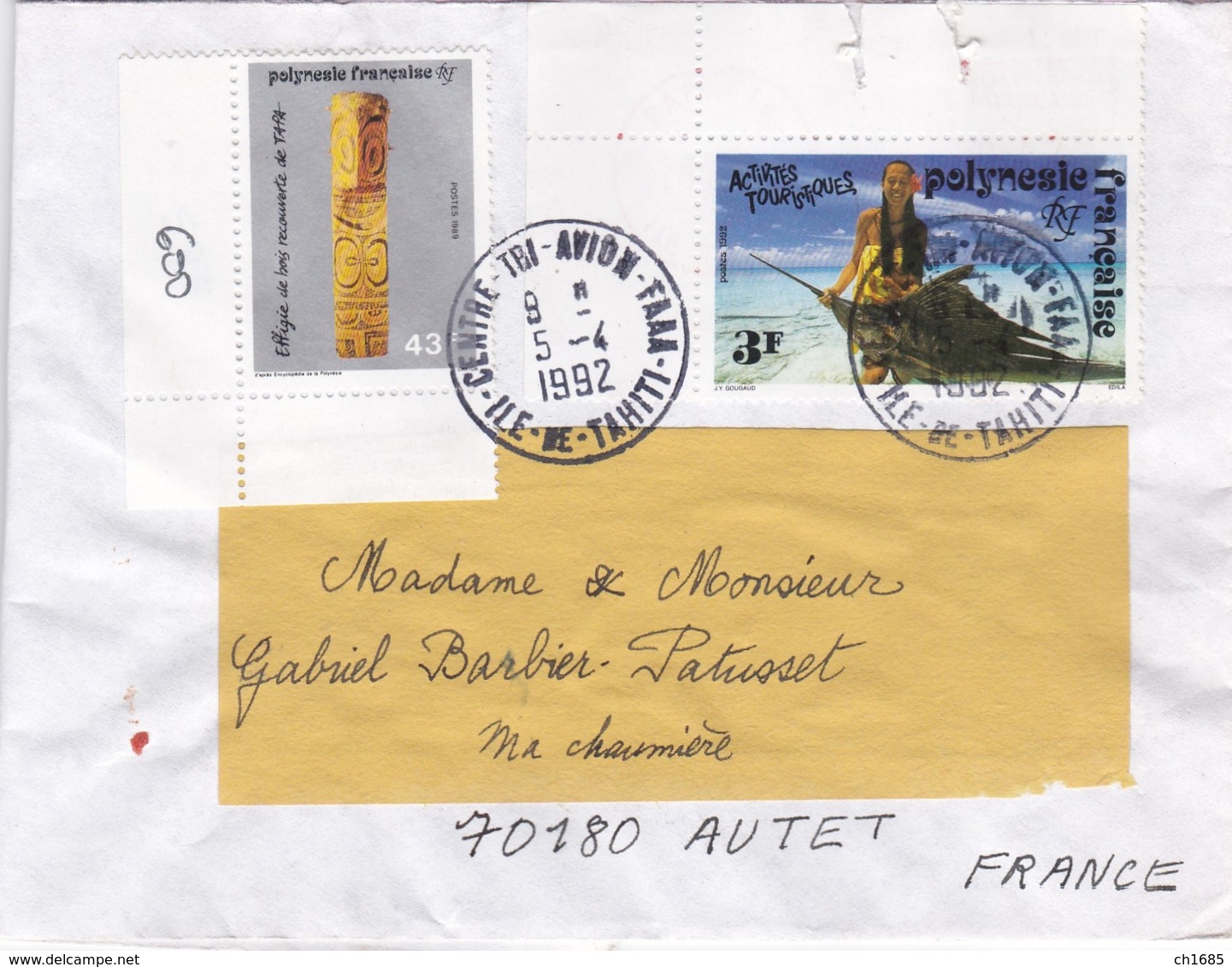 POLYNESIE : Oblitération Centre Tri FAAA Ile De Tahiti Sur Lettre De 1992 - Storia Postale