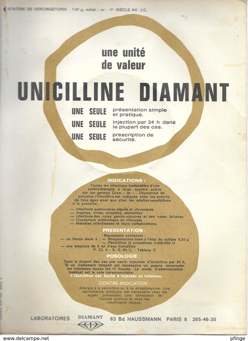 Statère De Vercingétorix - Publicité Médicale Unicilline Diamant - Specimen