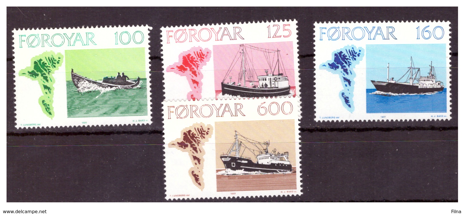 ISOLE FÆR ØER - 1977- NAVI DA PESCA. SERIE COMPLETA. - MNH** - Isole Faroer