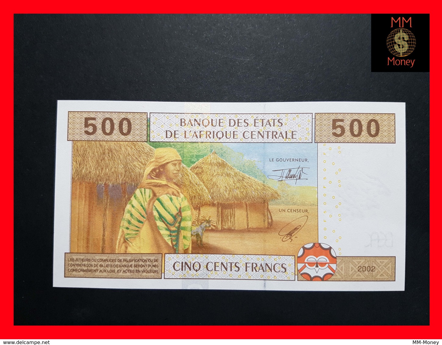CENTRAL AFRICAN STATES  "U"  CAMEROUN 500 Francs 2002  P. 206 U  *paper*   UNC - États D'Afrique Centrale