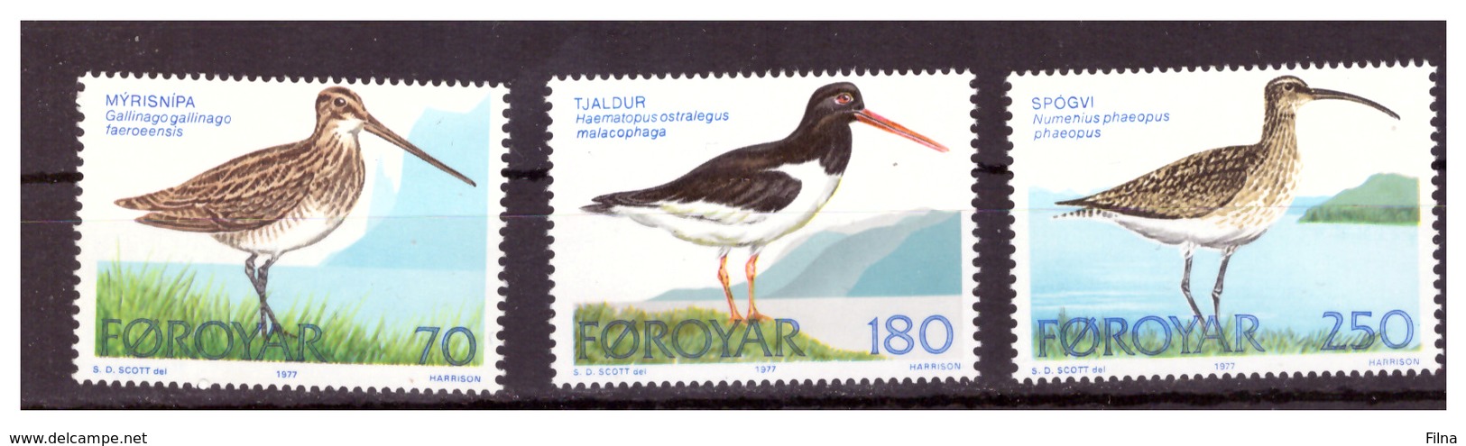 ISOLE FÆR ØER - 1977- UCCELLI DELLE ISOLE FÆR ØER  . SERIE COMPLETA. - MNH** - Faeroër