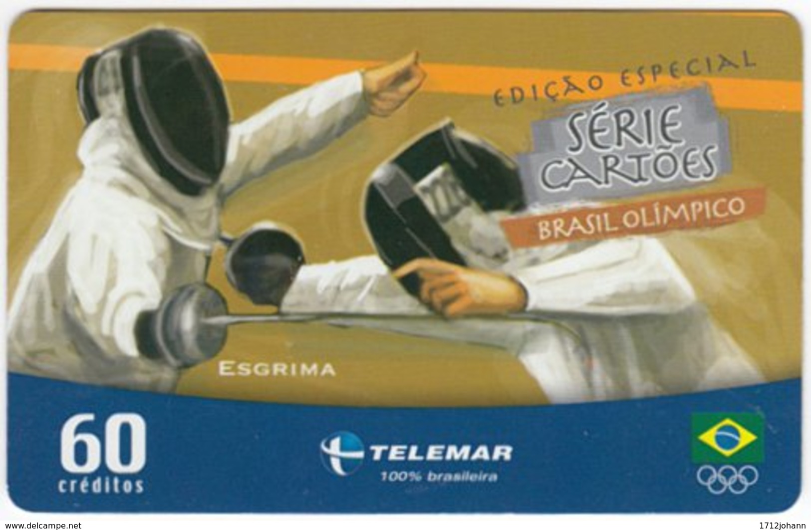 BRASIL G-444 Magnetic Telemar - Event, Olympic Games, Fencing - Used - Brasilien