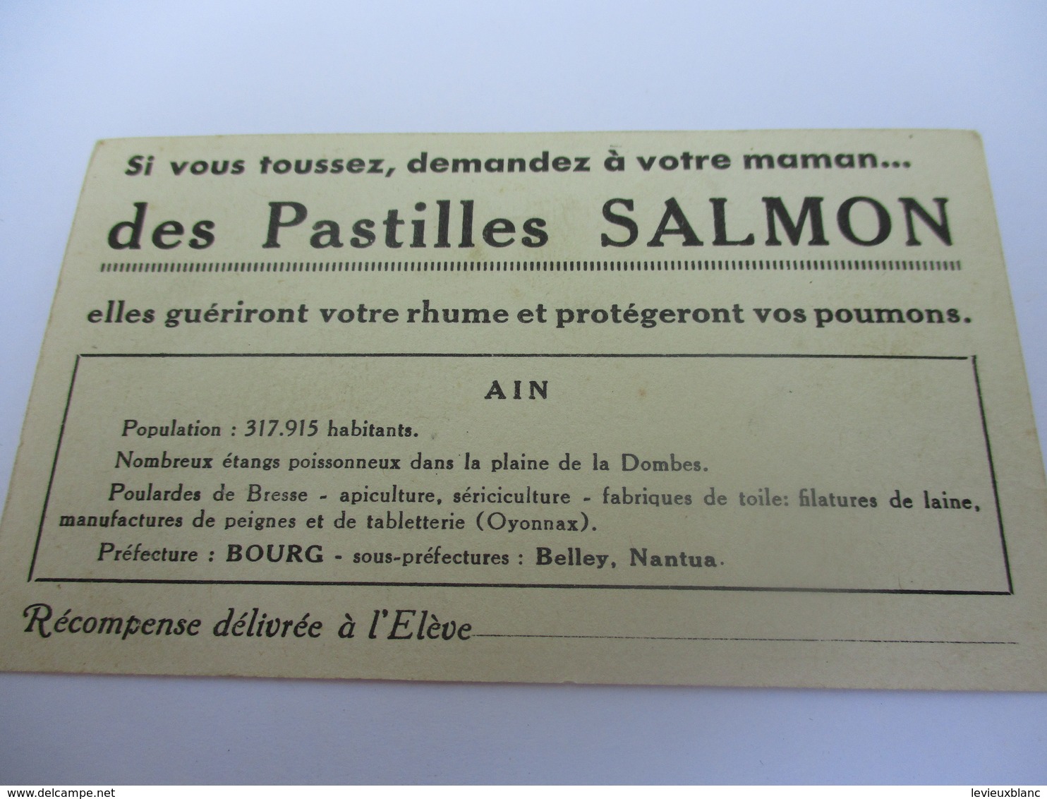 Image/Pharmacie/Pastilles SALMON/3 Images De Départements Français/AIN/ AISNE/Basses PYRENEES/Vers 1930-1950    IMA518 - Autres & Non Classés