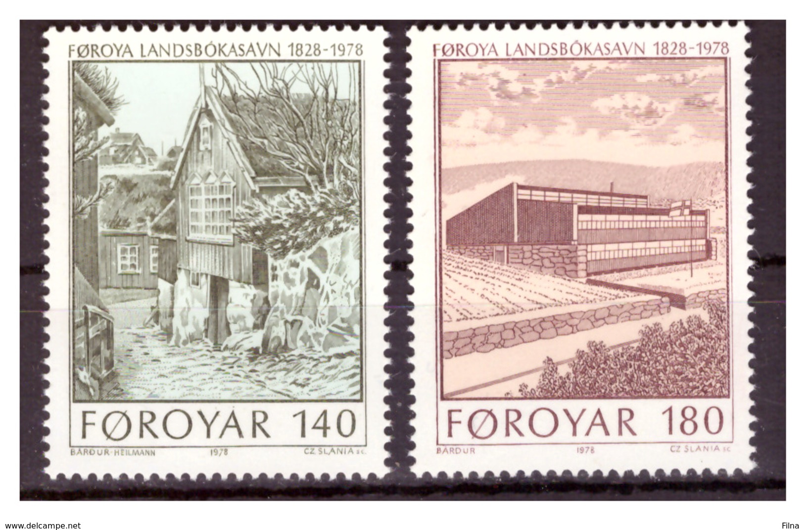 ISOLE FÆR ØER - 1978 - 150° ANNIV. BIBLIOTECA NAZIONALE. SERIE COMPLETA. - MNH** - Faroe Islands