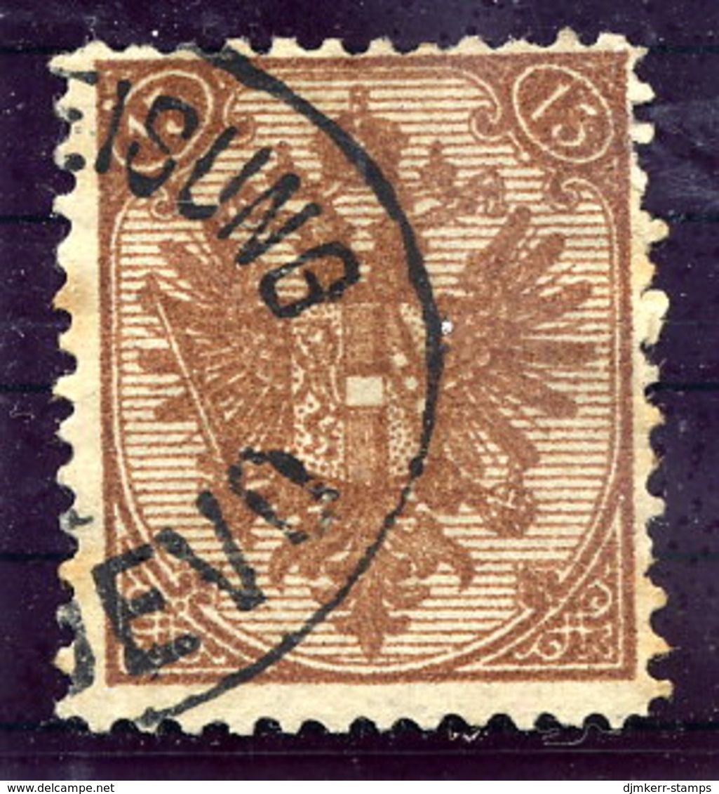 BOSNIA 1879-88 Arms Lithographed 15 H. Deep Brown, Used.  SG 40 - Bosnie-Herzegovine