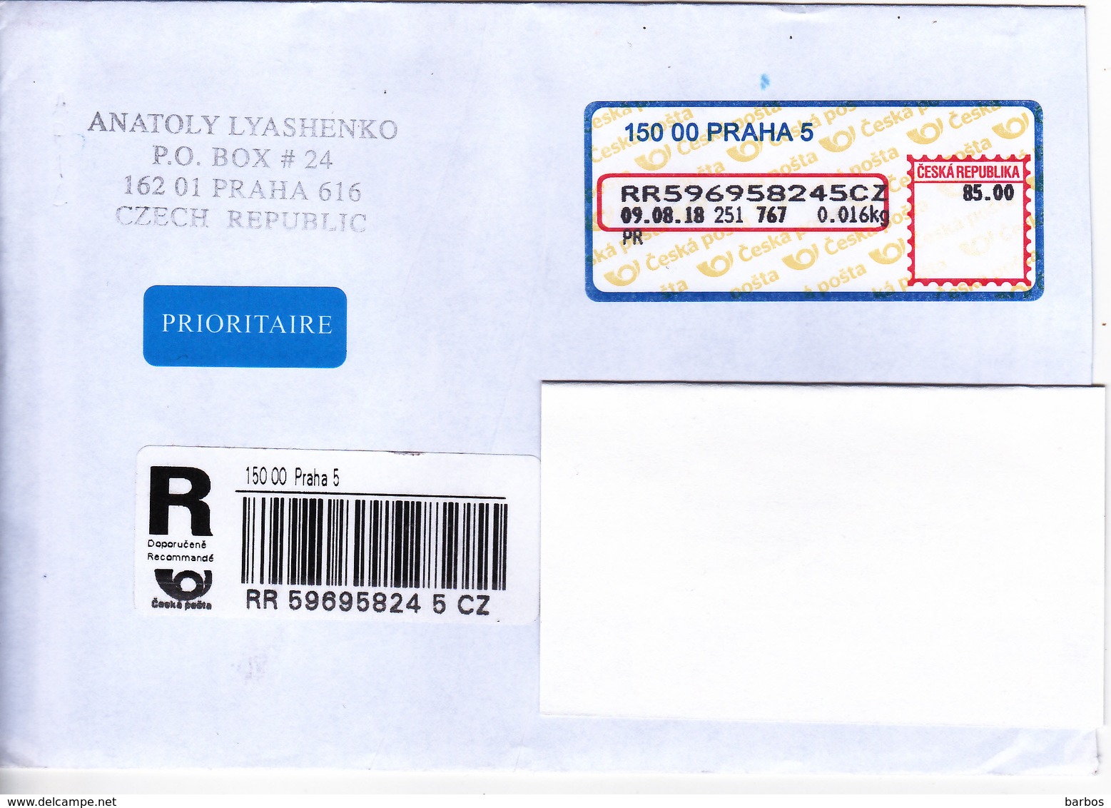 Tcheque , Czech  Republic To Moldova , 2018 ,  Used Recomanded Cover - Covers & Documents