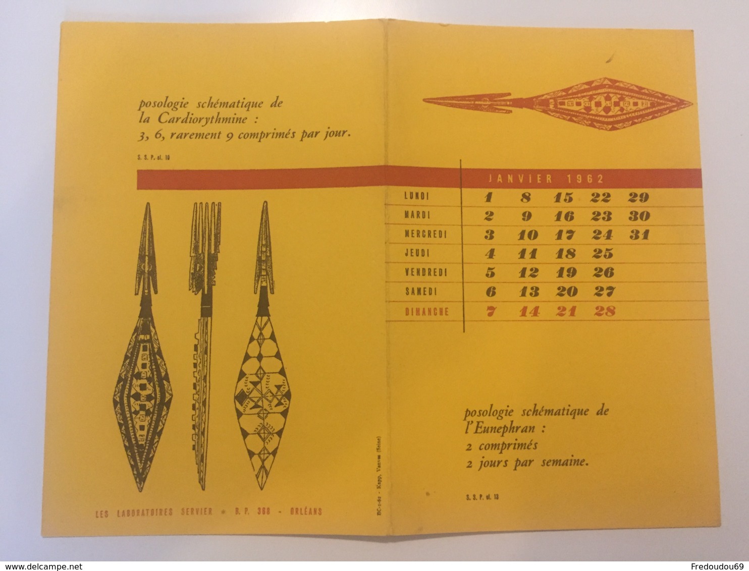 Buvard Pharmaceutique Cardiorythmine / Eunephran Laboratoires Servier 1962 - Produits Pharmaceutiques