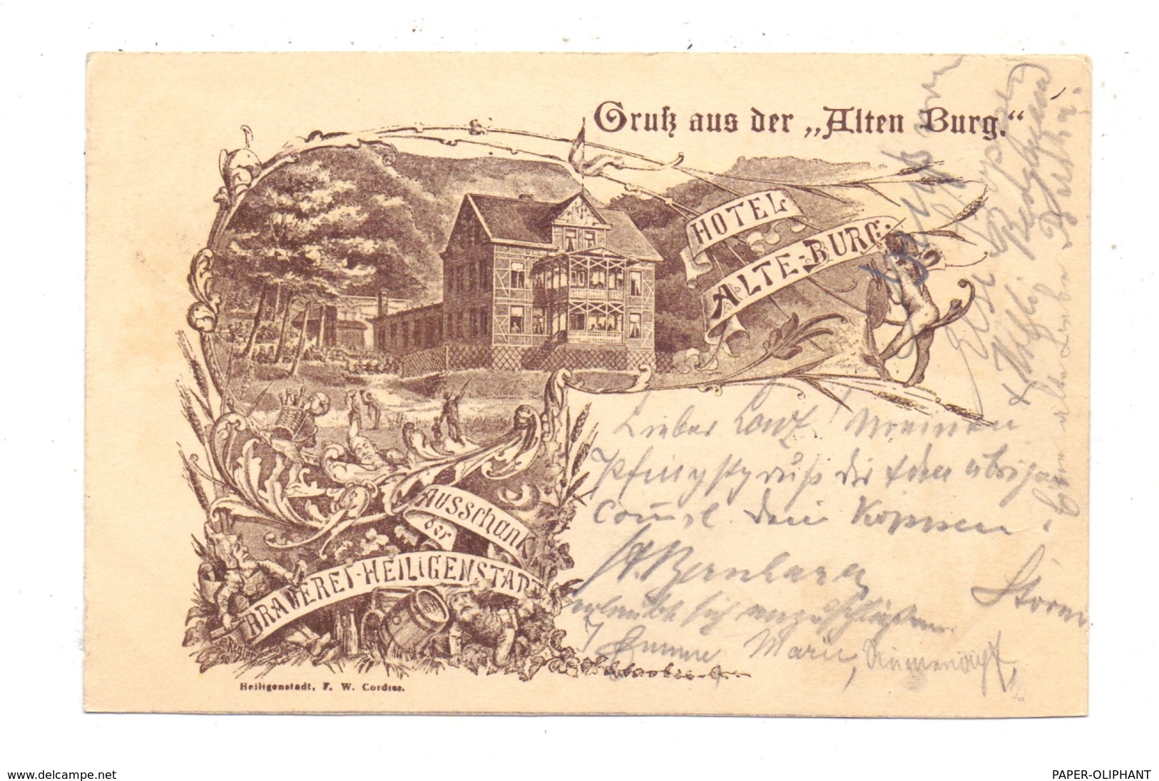 0-5630 HEILIGENSTADT, Gruss Aus Der "Alten Burg", Brauereiausschank, 1896, Frühe Karte - Heiligenstadt