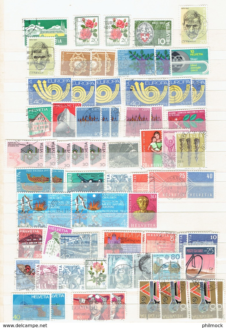 6 classeurs avec timbres MNH - MH - Oblitérés toutes époques - voir description