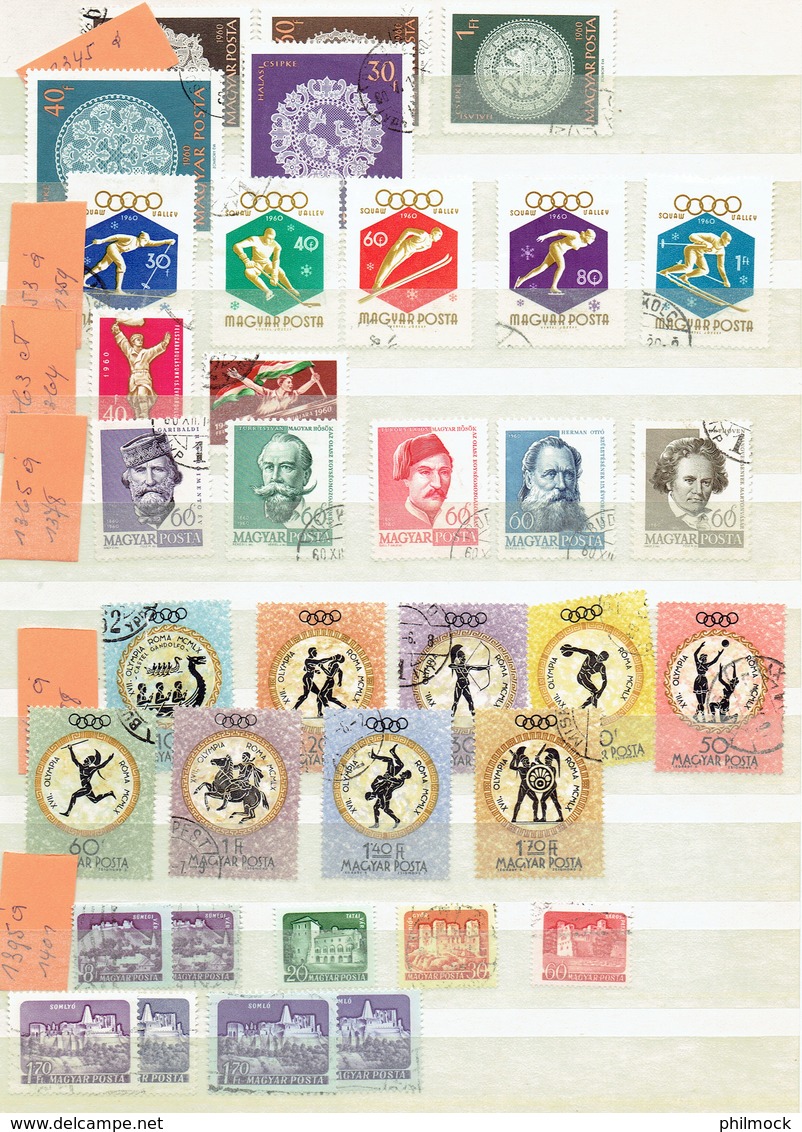 6 classeurs avec timbres MNH - MH - Oblitérés toutes époques - voir description