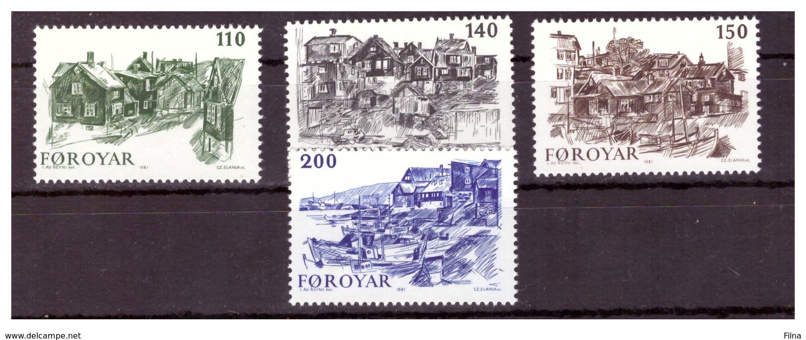 ISOLE FÆR ØER - 1981 - VEDUTE DELLA VECCHIA TORSHAVN. SERIE COMPLETA. - MNH** - Isole Faroer