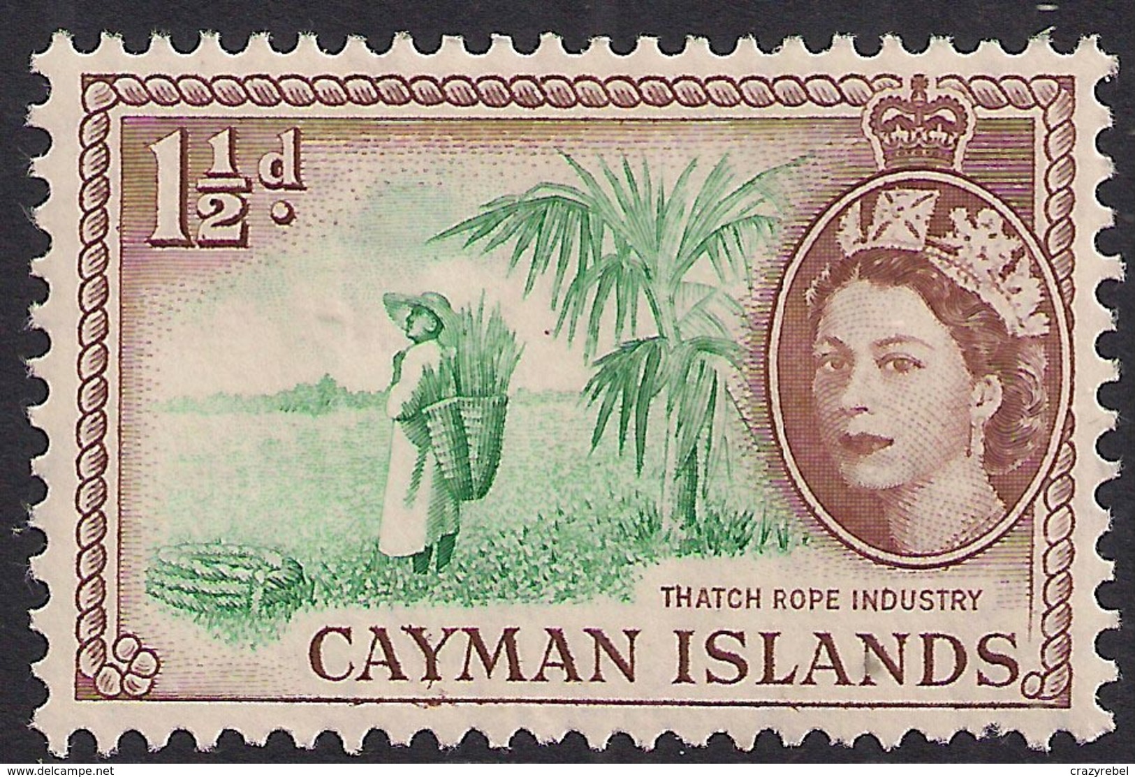 Cayman Islands 1953 - 62 QE2 1 1/2d Thatch Rope Industry MM SG 151 ( K1439 ) - Cayman Islands