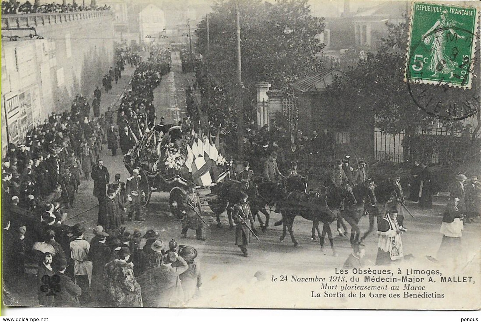 LIMOGES Obsèques Du Médecin-major A. MALLET 24 Nov. 1913 Sortie De La Gare Des Bénédictins - Limoges