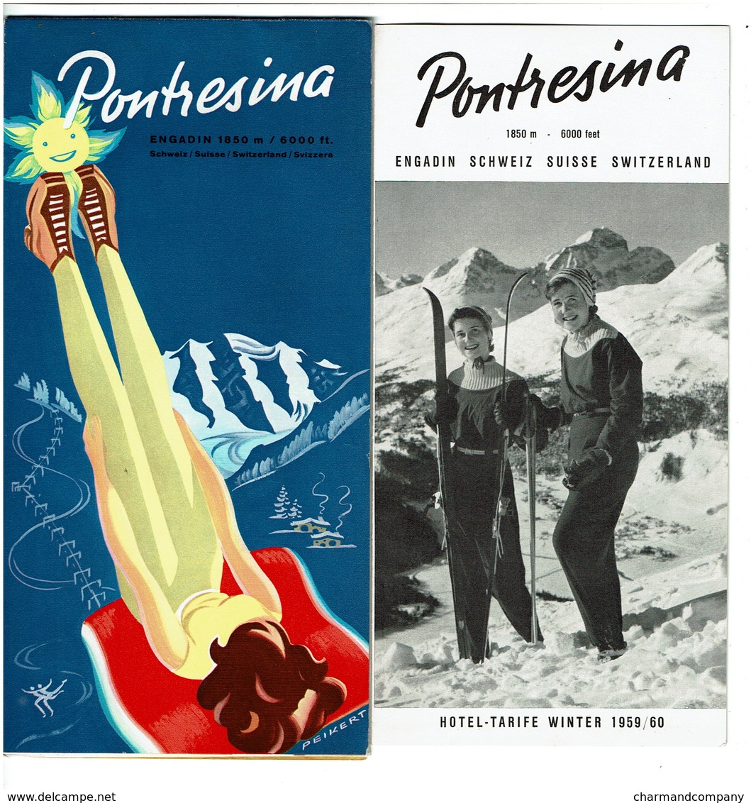 Suisse - Saison 1959/60 - Dépliant Publicitaire PONTRESINA Engadin + Liste De Prix Hôtels - 5 Scans - Dépliants Touristiques