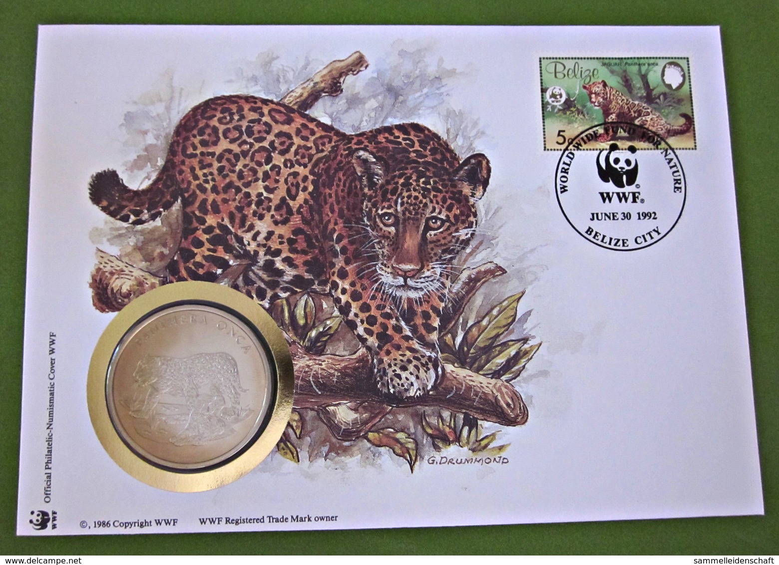 Numisbrief Münze 30 Jahre WWF 1992 Belize Jaguar Tiere - Belize