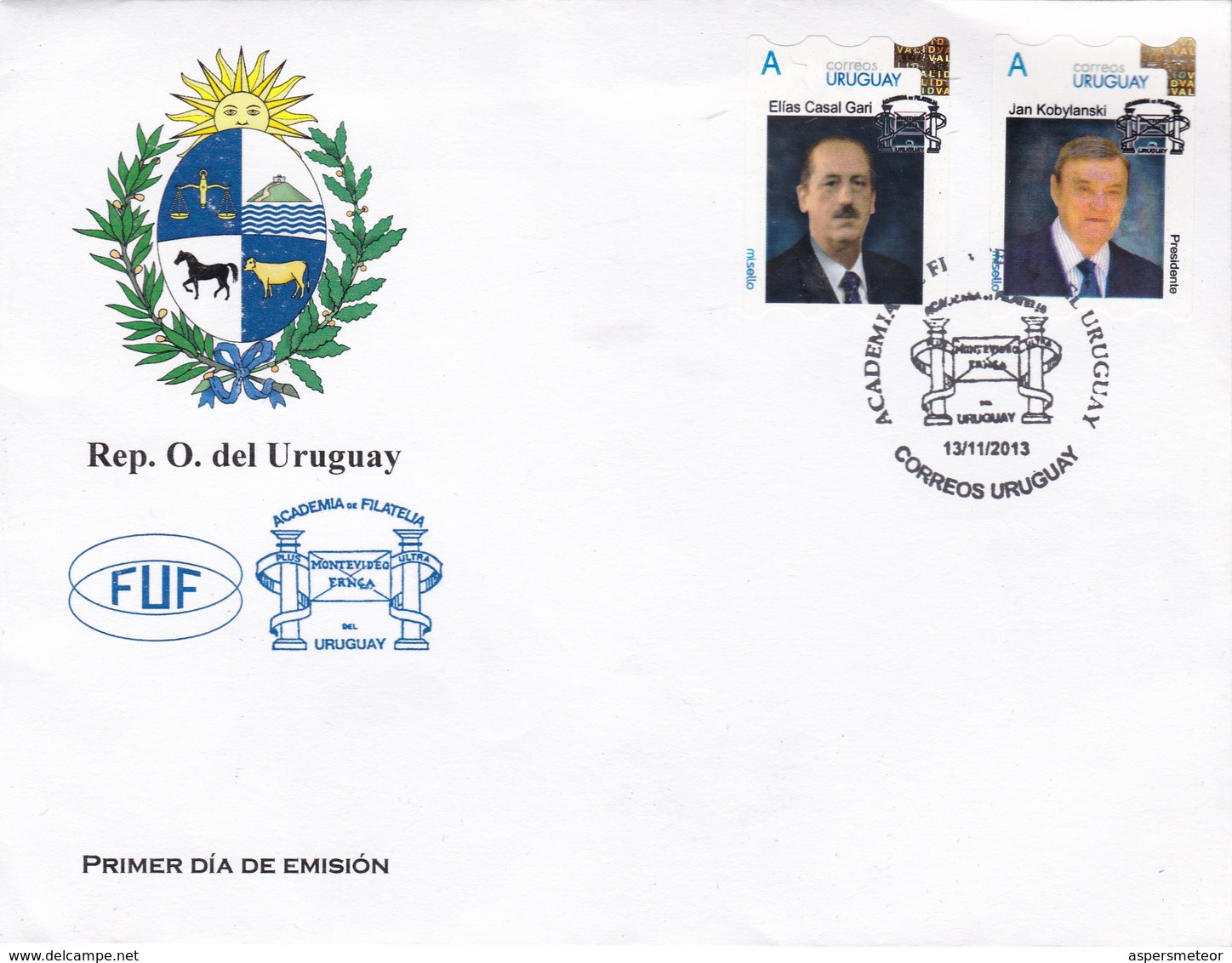 ACADEMIA DE FILATELIA DE URUGUAY-FDC CORREOS DEL URUGUAY 2013- BLEUP - Uruguay