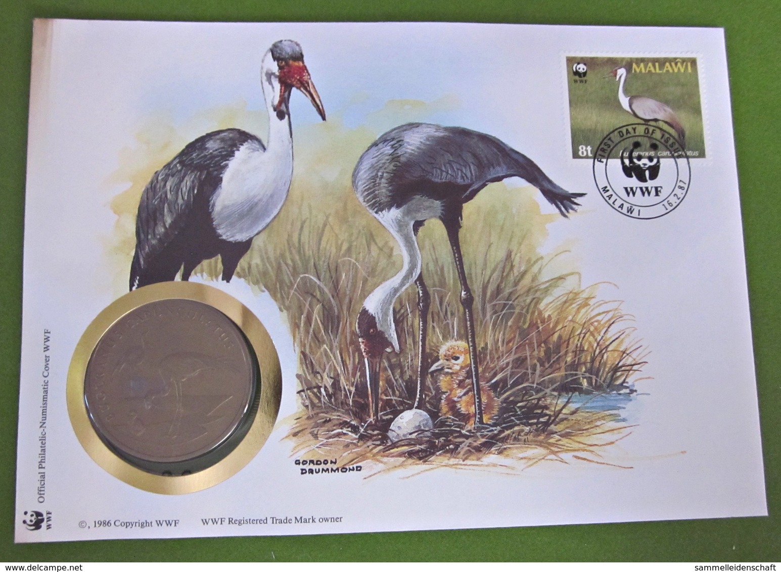 Numisbrief Münze Malawi 30 Jahre WWF 1987 Vögel Tiere - Malawi