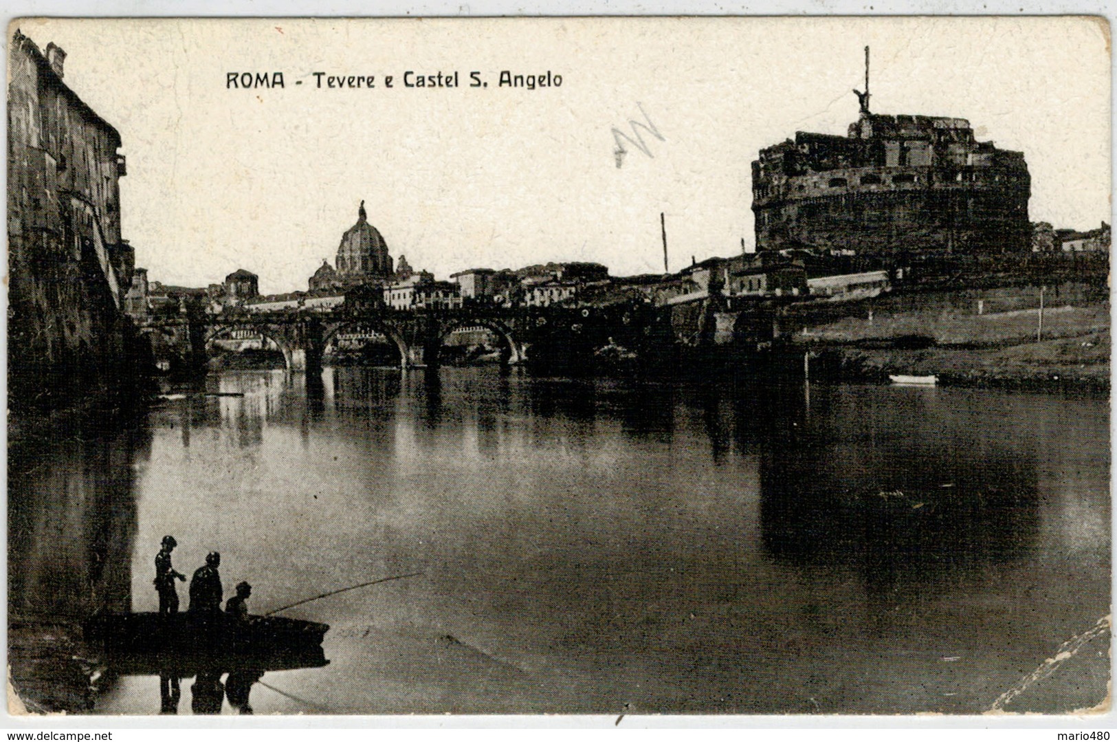 C.P.  PICCOLA   ROMA   TEVERE  E  CASTEL S. ANGELO        2  SCAN    (VIAGGIATA) - Fiume Tevere