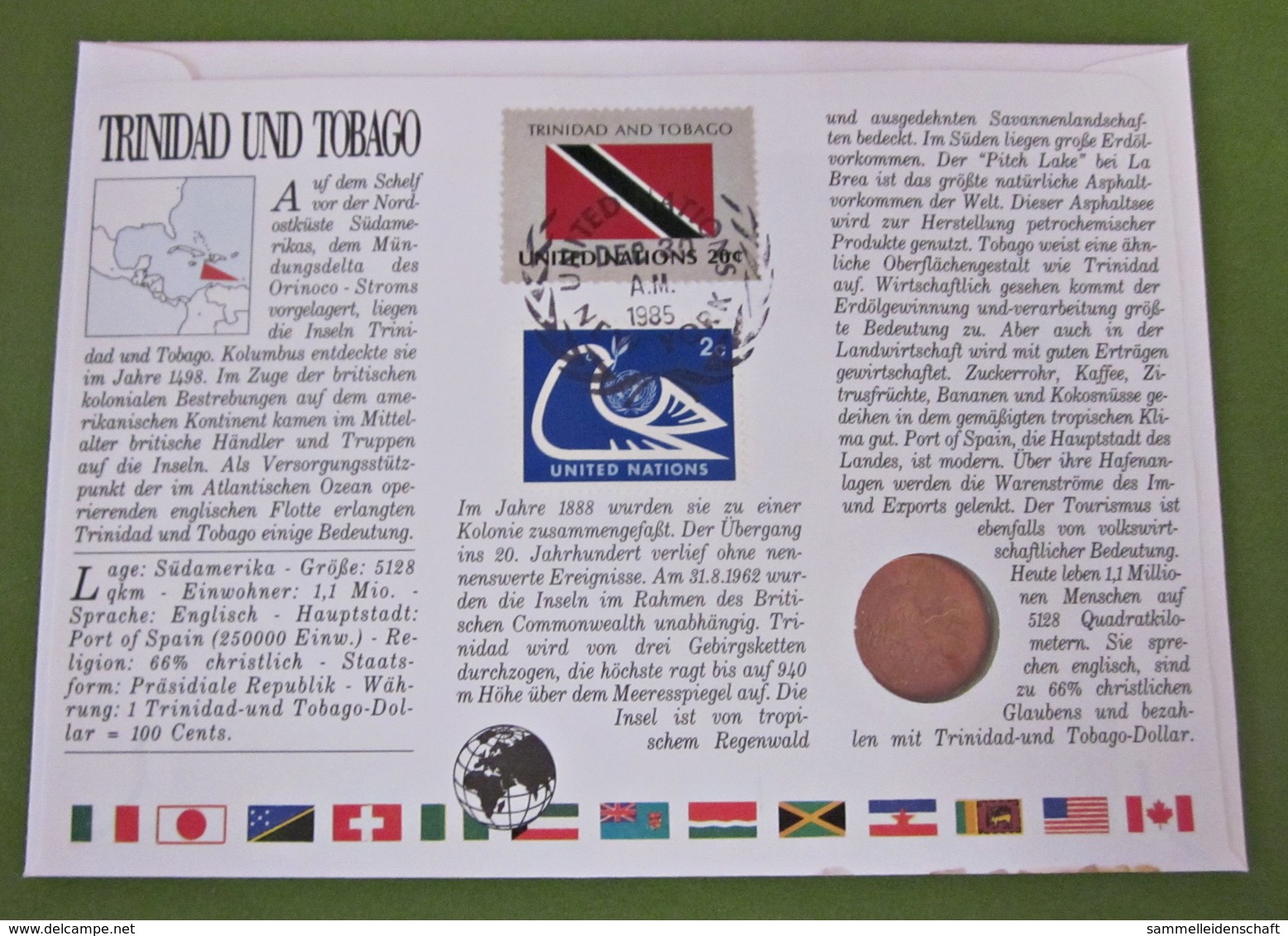 Numisbrief Africa Trinidad And Tobago 5 Cents Stempel 1983 Briefmarken - Trinité & Tobago