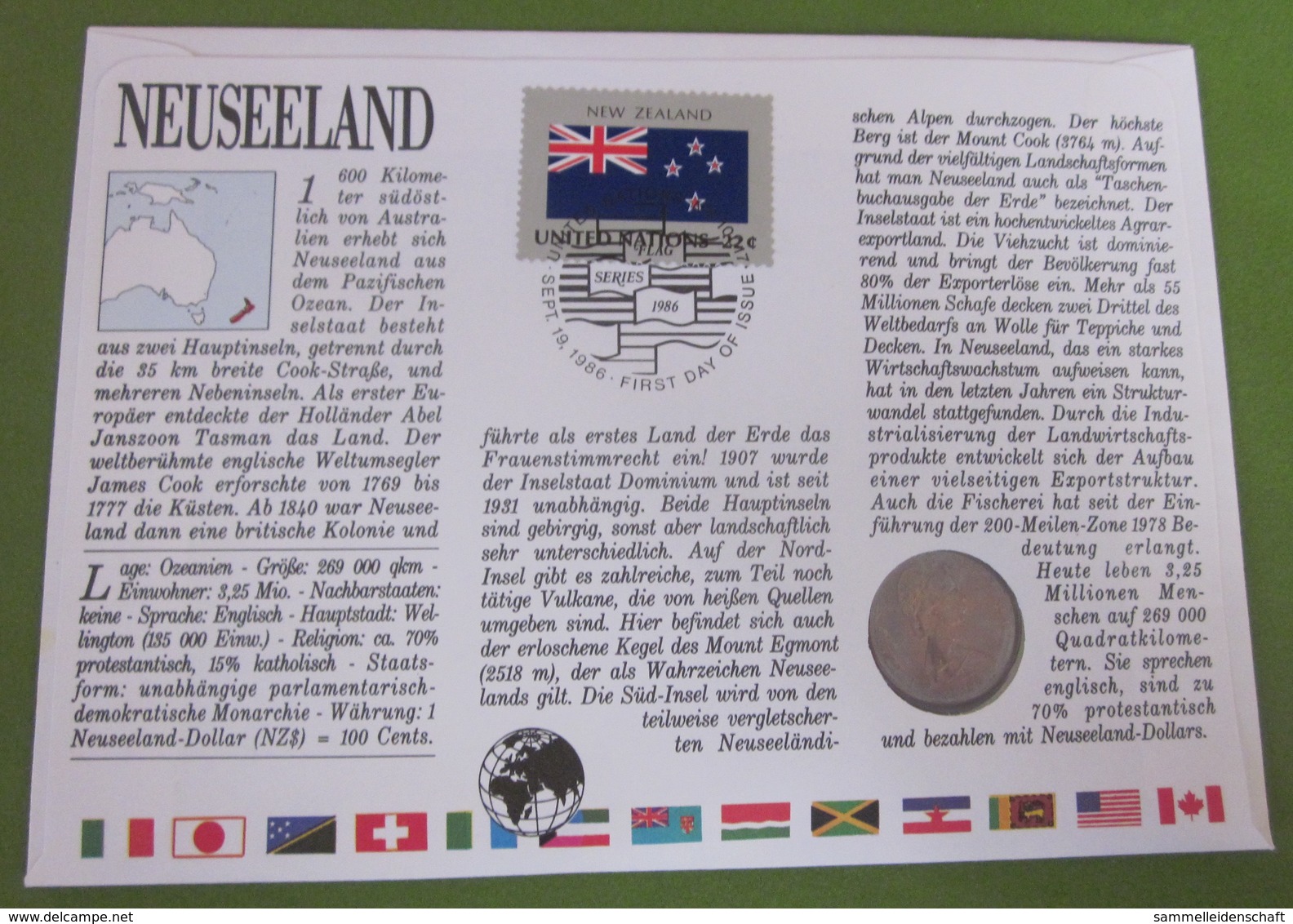 Numisbrief New Zealand Vogel Tiere Münze Briefmarke - Nouvelle-Zélande