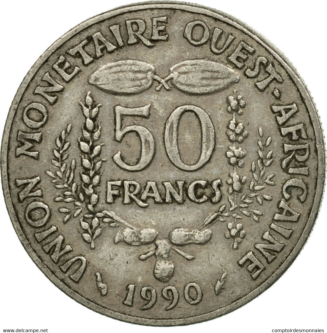 Monnaie, West African States, 50 Francs, 1990, Paris, TB+, Copper-nickel, KM:6 - Costa De Marfil