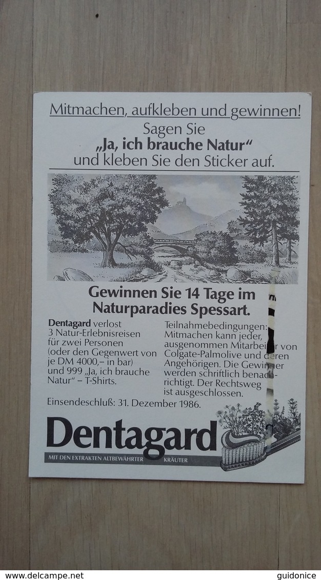 Werbeaufkleber Von Dentagard (Zahncreme) Mit Dem Motto "Ja, Ich Brauche Natur" - Aufkleber