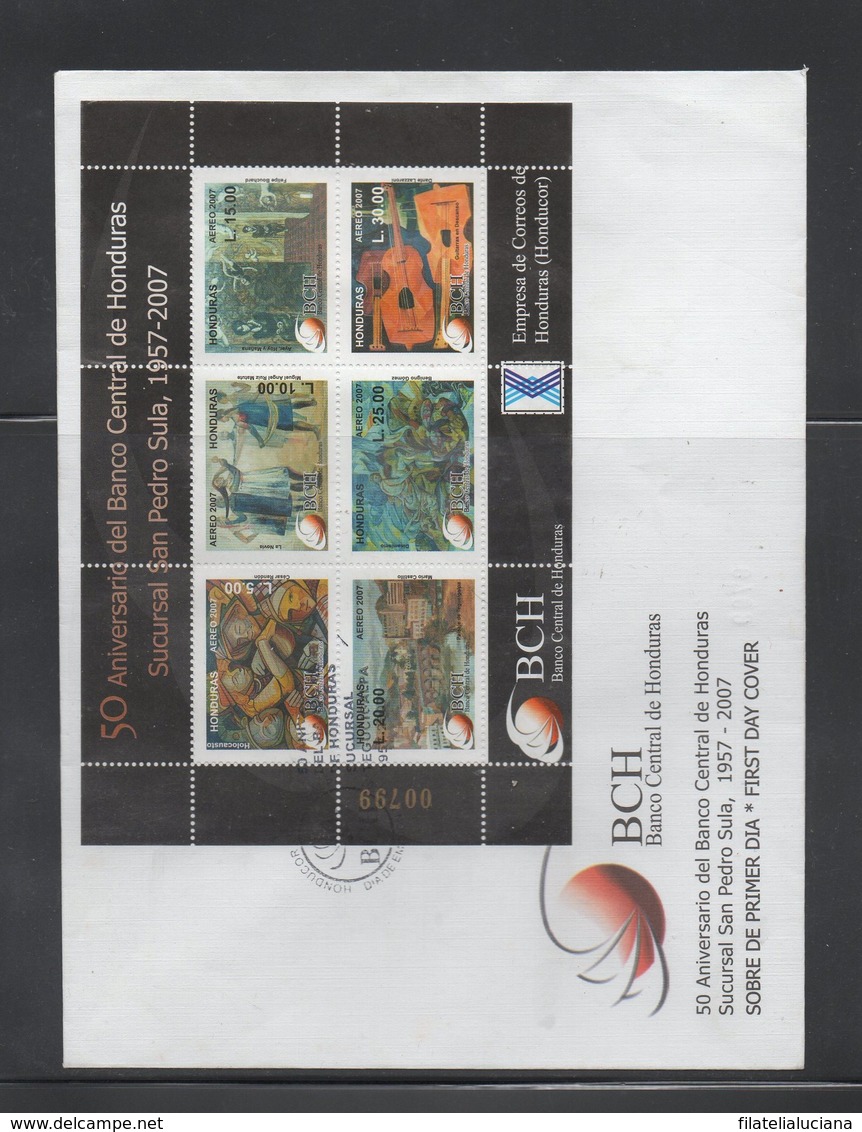 Honduras 2007 Central Bank 50 Years Sheet And FDC Painting Great Item, Scarce - Honduras