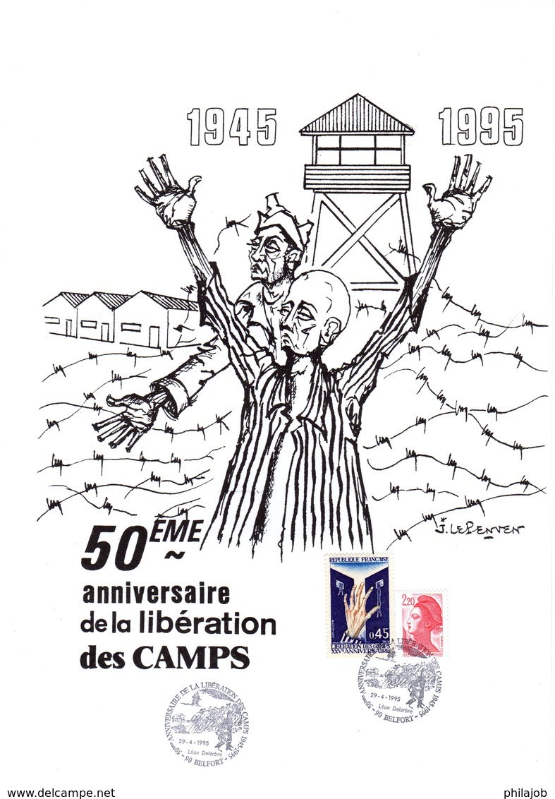 Unique Sur D* : " 50 ème ANNIVERSAIRE DE LA LIBERATION DES CAMPS " Sur Document A4 De 1995. Parfait état - WW2 (II Guerra Mundial)