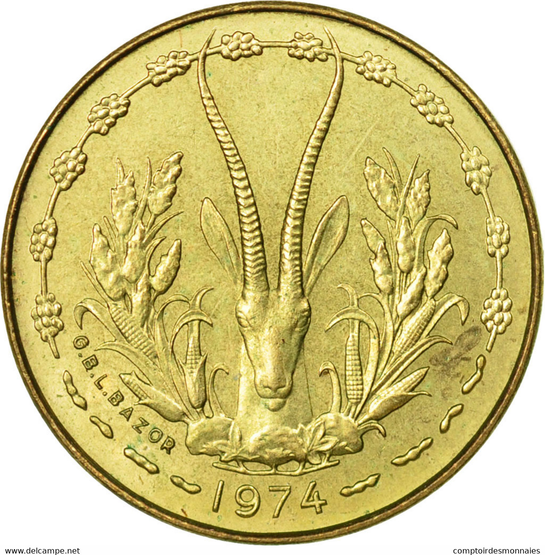 Monnaie, West African States, 5 Francs, 1974, Paris, TB+ - Elfenbeinküste