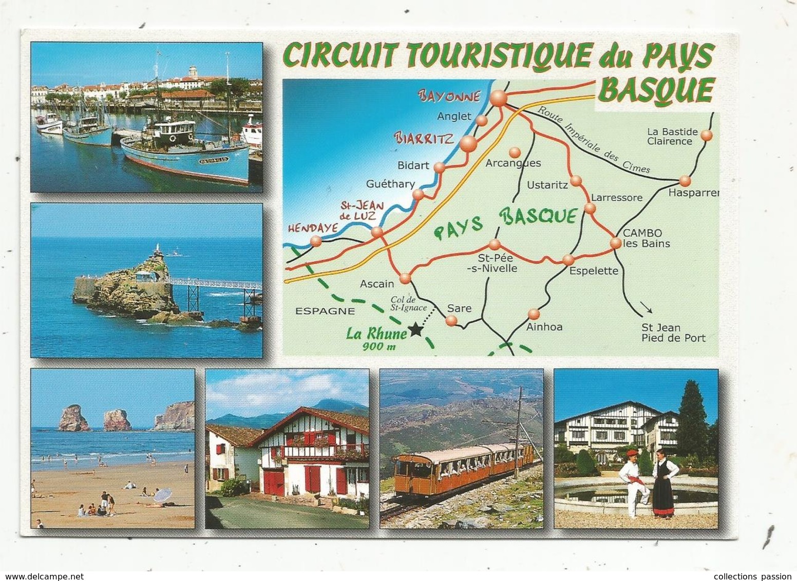 Cp , Carte Géographique,circuit Touristique Du PAYS BASQUE , Multi Vues ,vierge , Photo P. Poux , Ed. Grand Sud - Landkarten