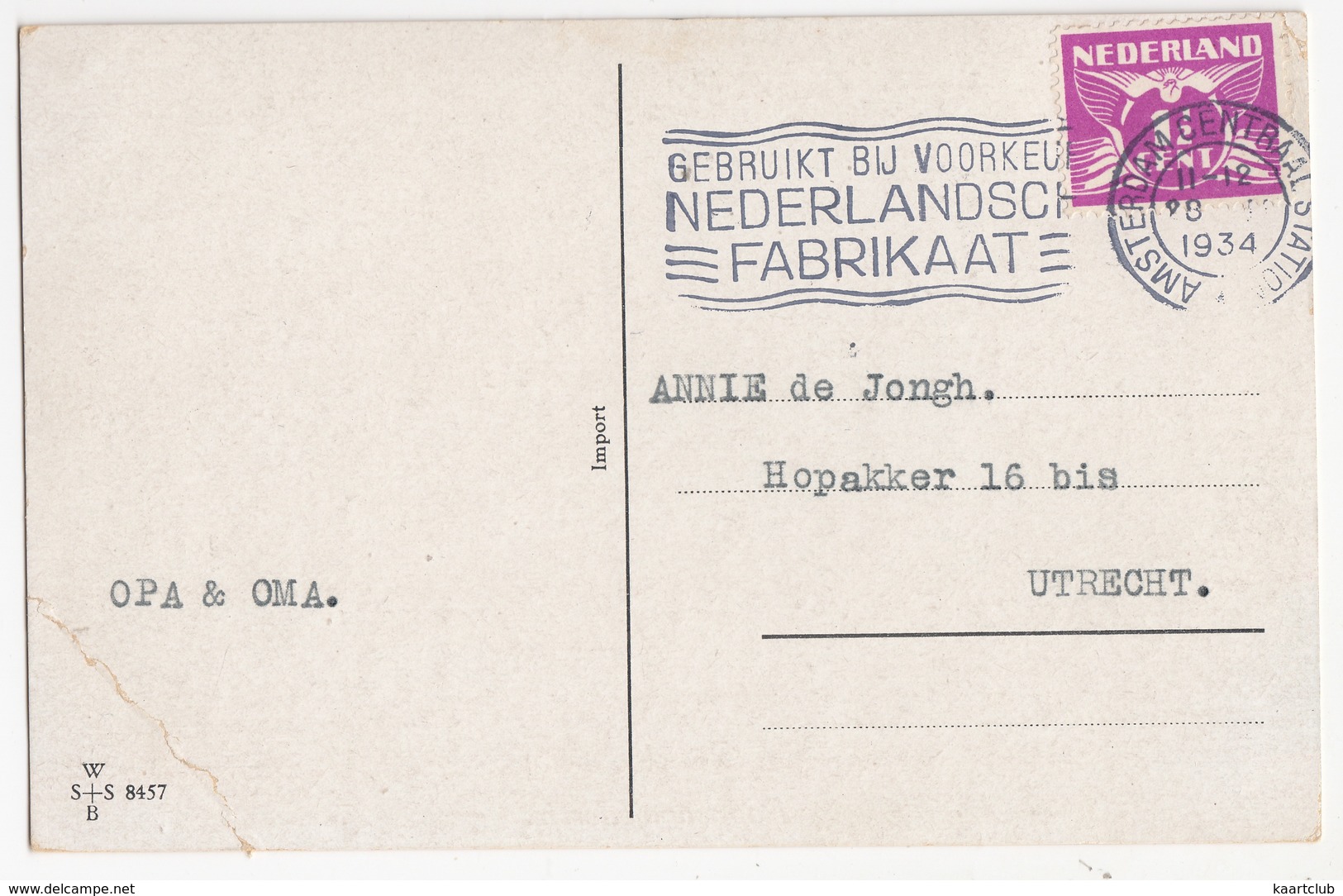 'Poppenmoedertje' - ( WS + SB 8457 - 1934, Amsterdam) - Humorkaarten