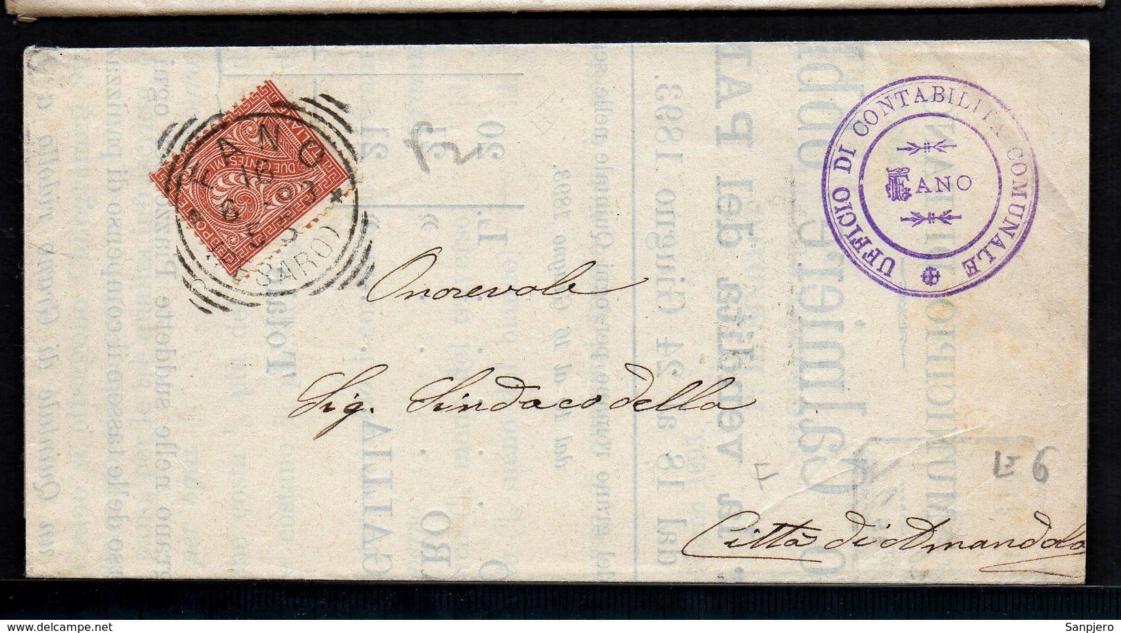 ITALY ITALIA 1893. Historical Documents Envelope Use By The Municipality Of FANO PESARO SENIGALLIA AMANDOLA - Documenti Storici