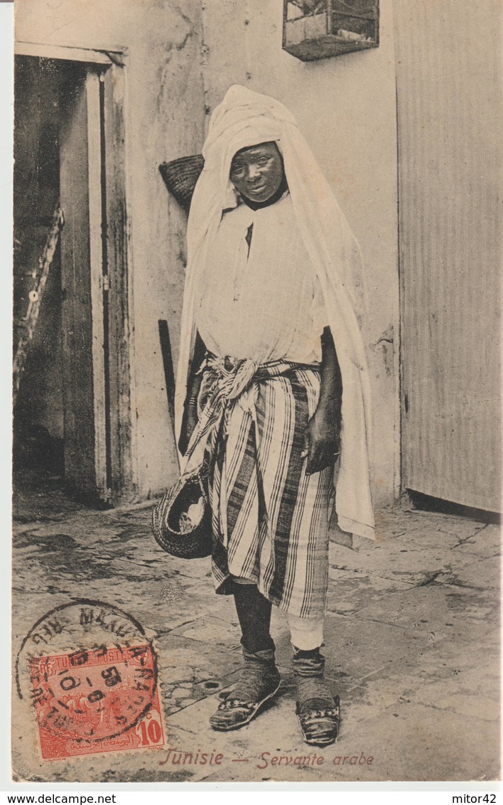 63-Tunisia-Mestieri-Costumi-Servitore Arabo-v.1910 X Palermo-Sicilia-N.96 Portalettere - Paesani