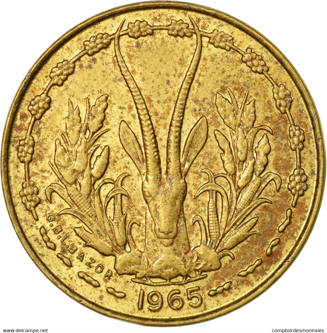 Monnaie, West African States, 5 Francs, 1965, Paris, B+, Aluminum-Nickel-Bronze - Elfenbeinküste