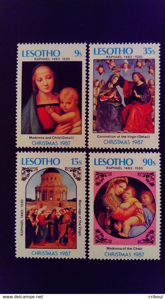 Lesotho 1987 Noël Christmas Peinture Painting Raphael Yvert 750-753 ** MNH - Lesotho (1966-...)