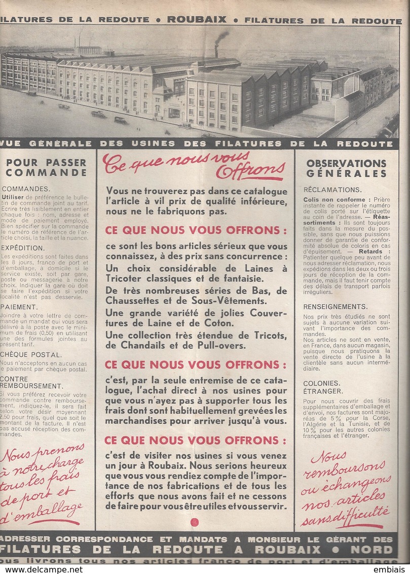 59 -ROUBAIX- Filature de La Redoute .Catalogue ETE 1932.Un grand magasin dans une grande usine.