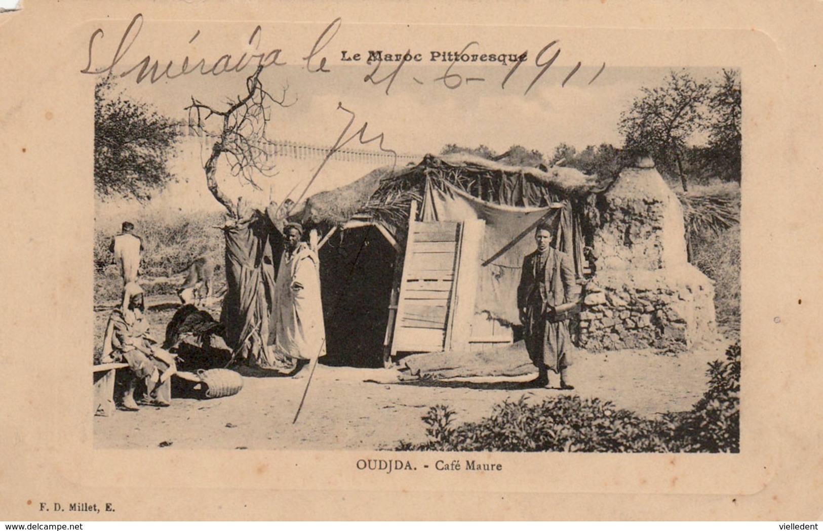 Le Maroc Pittoresque - Café Maure à OUDJDA - Cpa De Luxe écrite En 1911 - Bon état - 2 Scans - Cafés