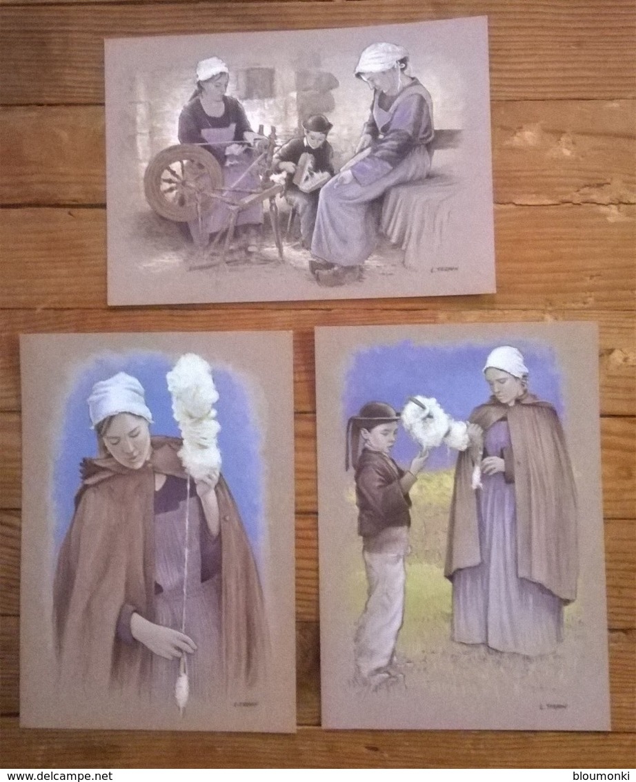 Lot De 6 Cartes Postales Illustrateur Loïc Tréhin / Poul-Fetan Vieux Métiers Morbihan - Artisanat