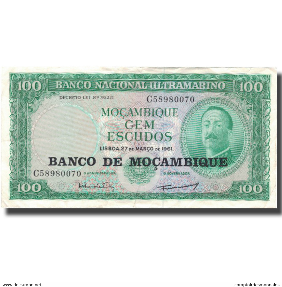 Billet, Mozambique, 100 Escudos, 1961, 1961-03-27, KM:117a, TB - Mozambique