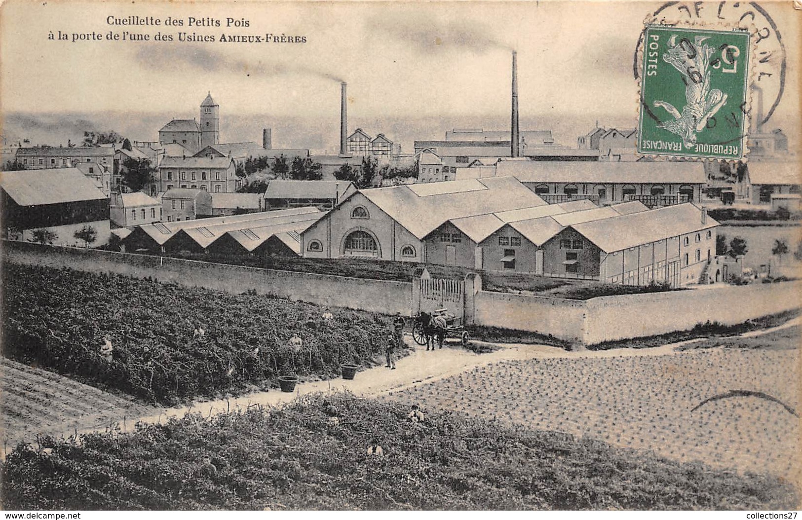 44-NANTES- USINES AMIEUX-FRERES- CEUILLETTE DES PETITS POIS A LA PORTE DE L'UNE DES USINES - Nantes