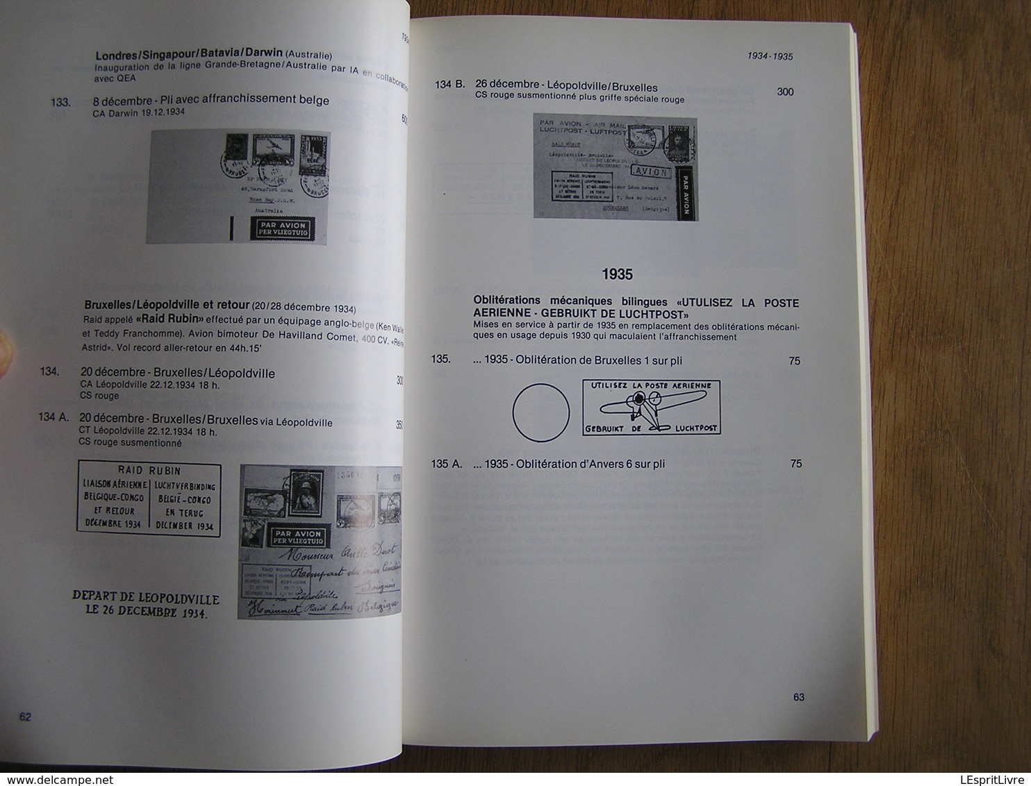 CATALOGUE DE L' AEROPHILATELIE BELGE Marcophilie Philatélie Aéropostale Cachet Timbre SABENA Aviation Avion Airmail