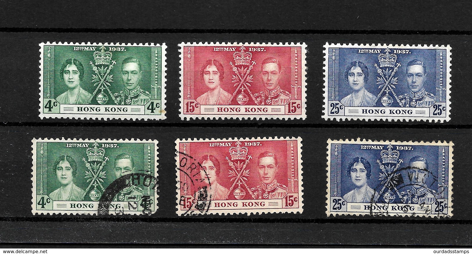Hong Kong KGVI 1937 Coronation, Complete Set MM & Used (7068) - Neufs